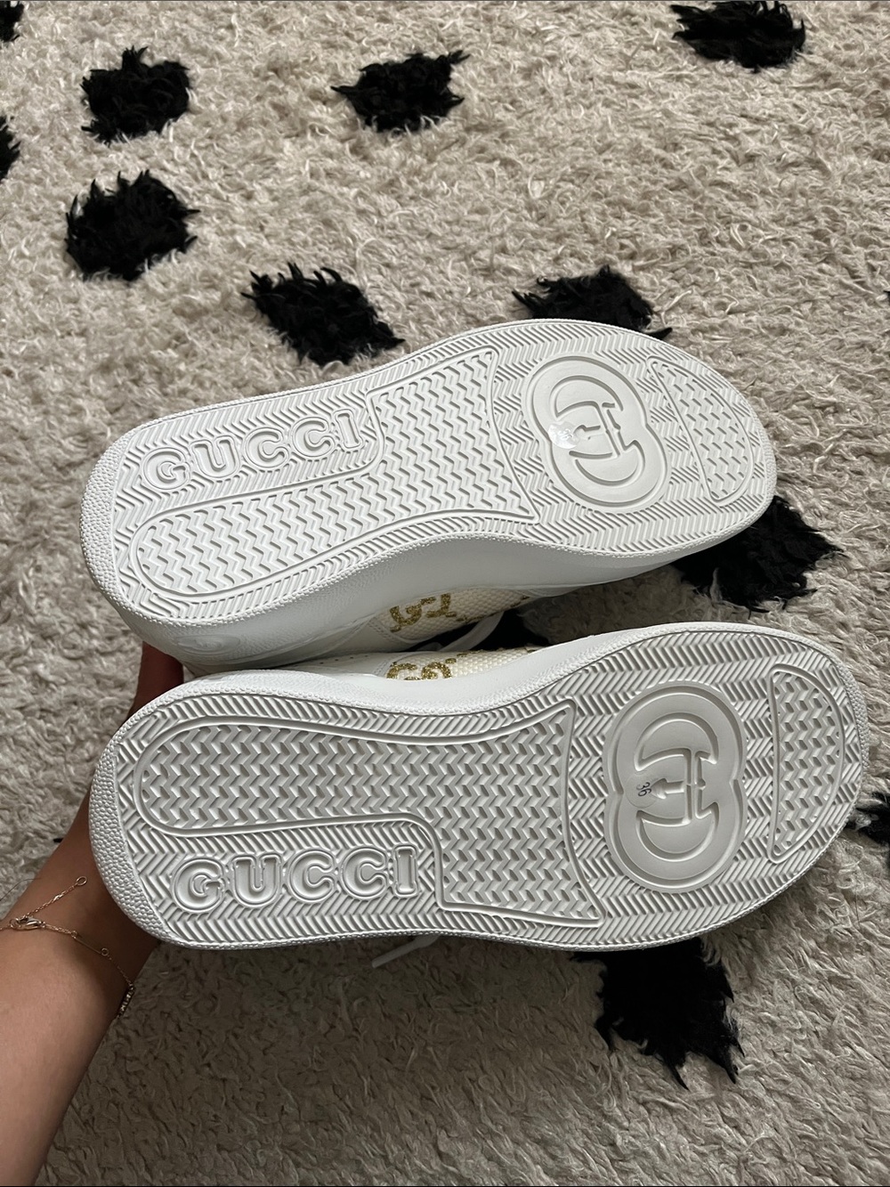 Gucci White Sneakers with Gold GG Embroidery size 6 new - Picture 10 of 14